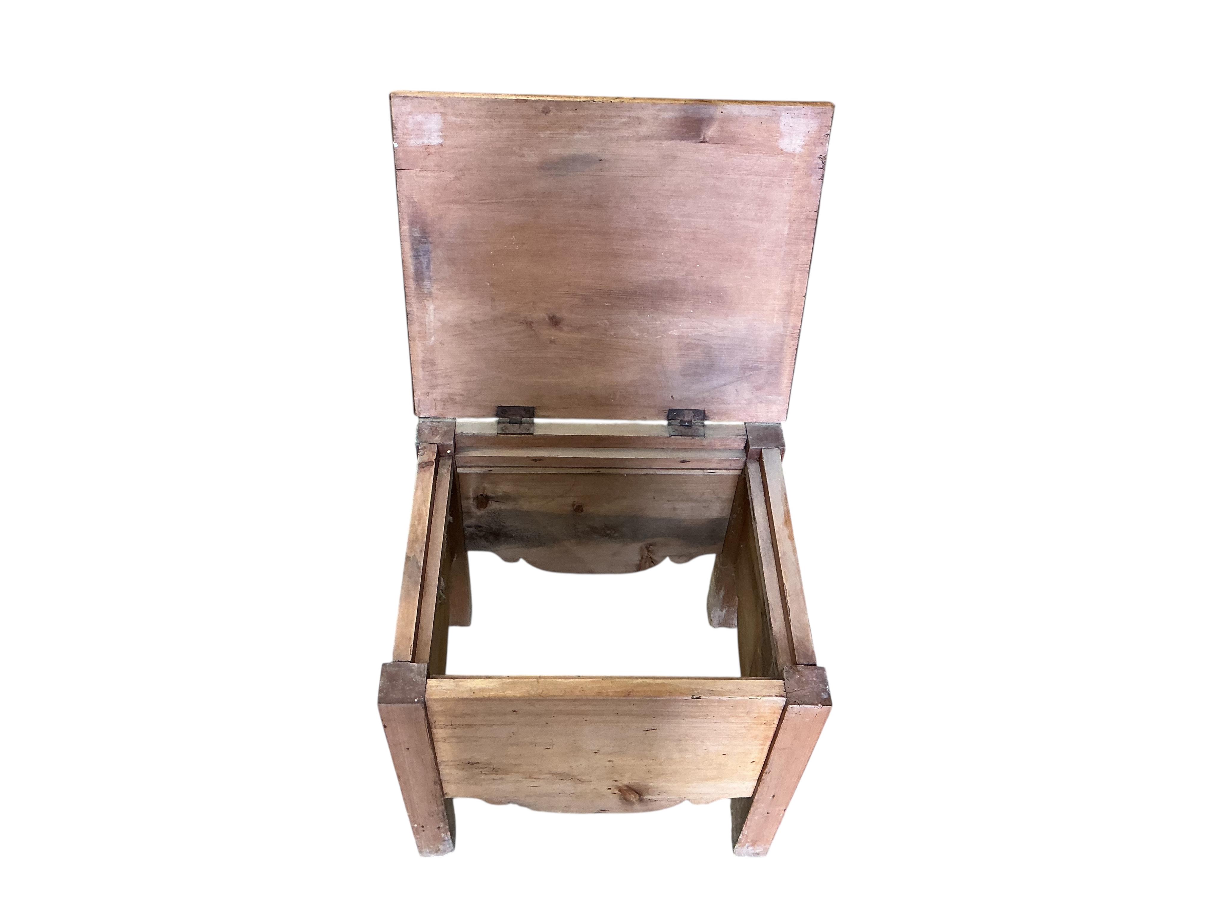 A Victorian pine box commode, width 53cm, depth 44cm, height 51cm